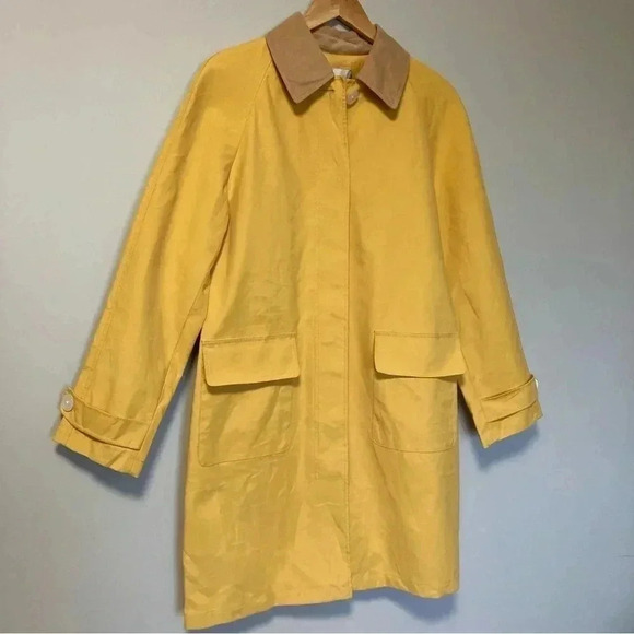 NWT Isaac Mizrahi beige corduroy collar yellow cotton rain coat jacket - Picture 16 of 16